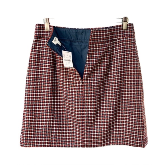 J. Crew Factory Wool Blend Plaid Red White Blue Mini Skirt NWT Size 12 - Picture 3 of 6